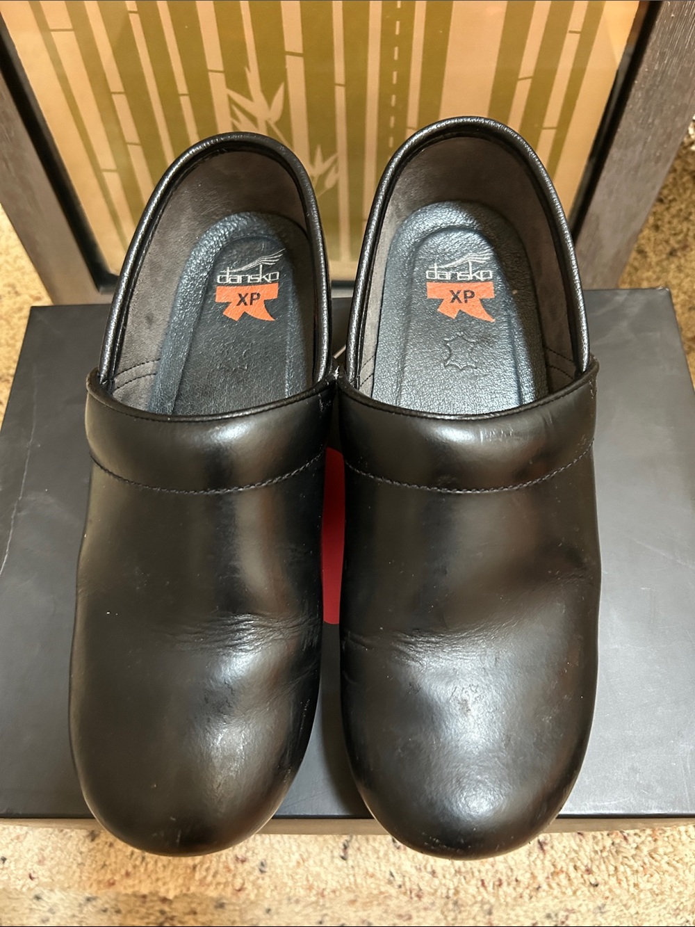 Dansko Black Leather Slip-On Clogs for Women
